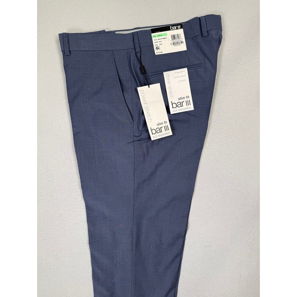 Bar III Men's Slim-Fit Wool Blend Dress Pants blue-34x32 $175